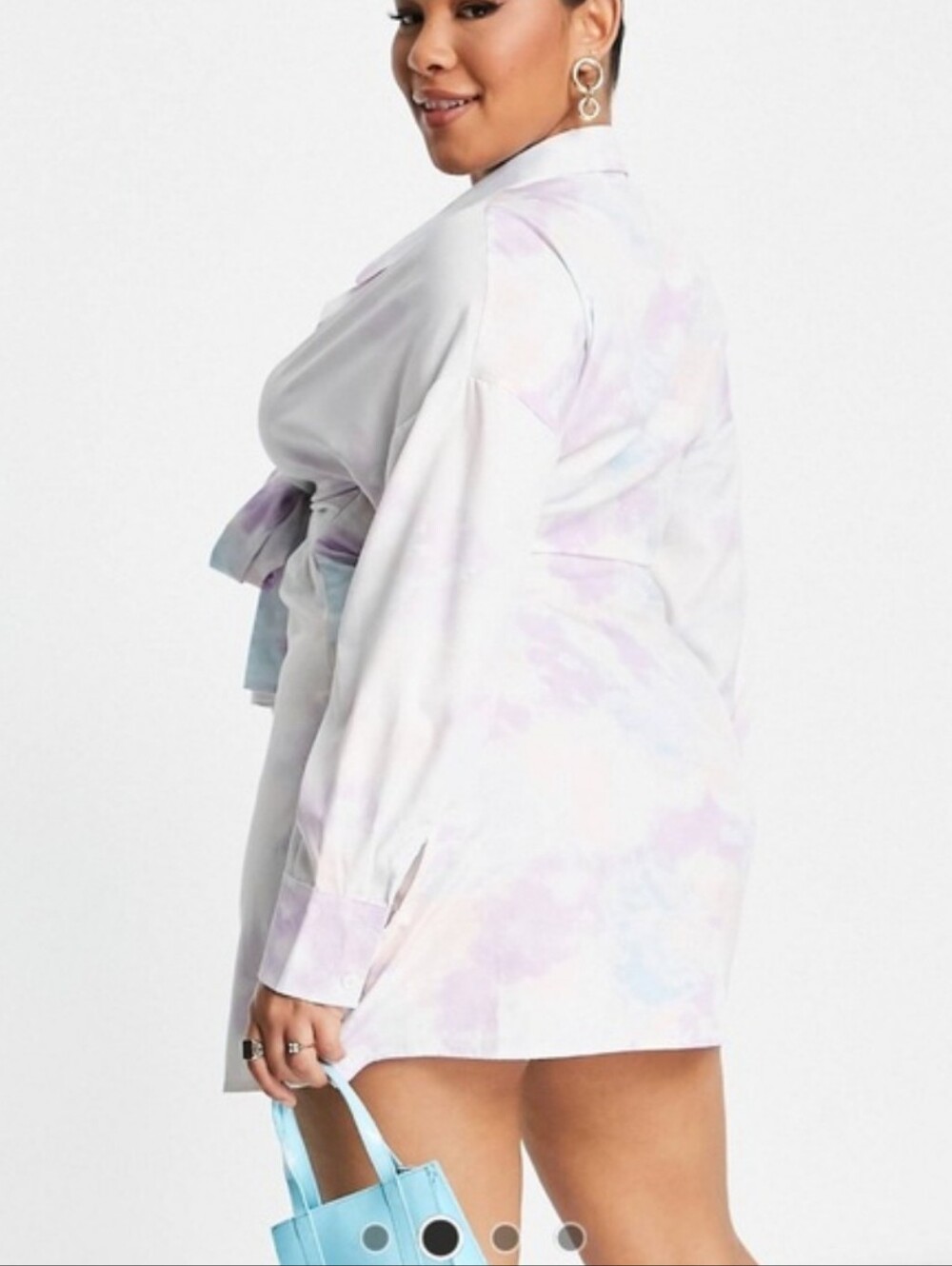 Missguided Women's Plus Size Abstract Print Tie Front Mini Shirt Dress. Sz 24 - Picture 2 of 6